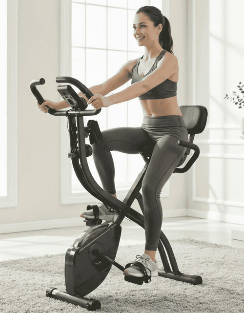 Load image into Gallery viewer, Folding Exercise Bike 3 in 1 Magnetic Stationary Recumbent Bike 10 Level Resistance for Home Use with Arm Resistance Bands
