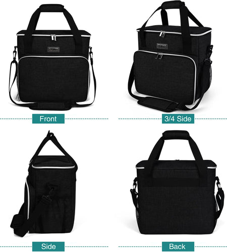 Dog Travel Bag, Pet Travel Bag（All Pet Travel Supplies）, with 2 Pet Food Containers and 2 Collapsible Silicone Bowls; Essential Kits for Pet Travel Black