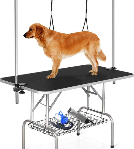 Pet Grooming Table for Large Dogs Adjustable Professional - Portable Trimming Drying Table W/Arm/Noose/Mesh Tray, Maximum Capacity up to 330LB