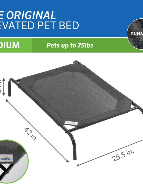 Load image into Gallery viewer, Original Elevated Dog Bed - Breathable Off-The-Ground Pet Bed with Cooling Fabric, Joint Relief &amp; Moisture-Resistant Fabric, 100% Recyclable, Easy Clean, Gunmetal, Medium

