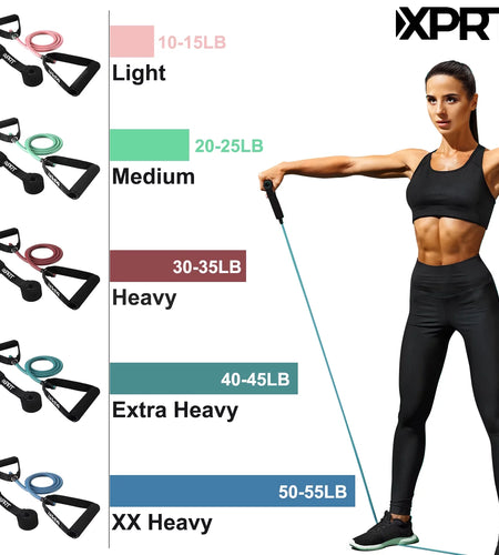 Single Resistance Band Home Gym Exercise Band with Handles and Door Anchor 30 Lb.