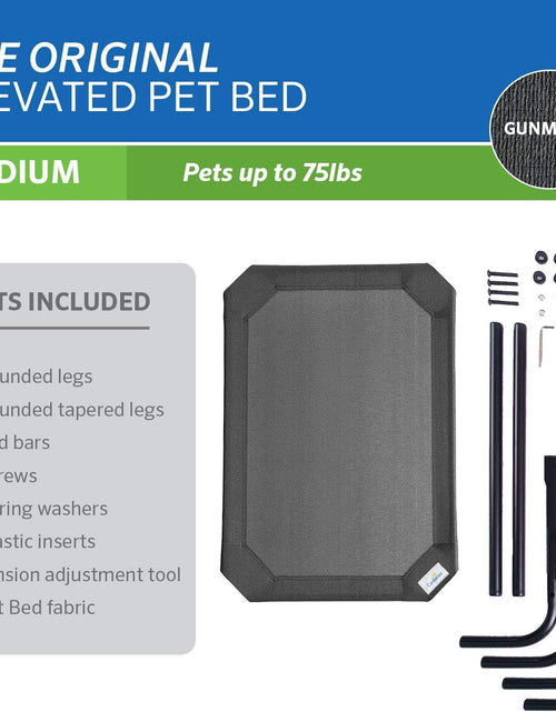 Load image into Gallery viewer, Original Elevated Dog Bed - Breathable Off-The-Ground Pet Bed with Cooling Fabric, Joint Relief &amp; Moisture-Resistant Fabric, 100% Recyclable, Easy Clean, Gunmetal, Medium

