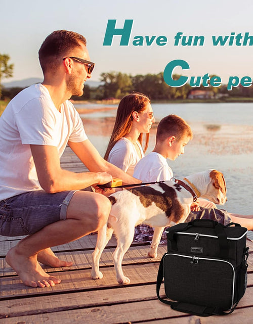 Load image into Gallery viewer, Dog Travel Bag, Pet Travel Bag（All Pet Travel Supplies）, with 2 Pet Food Containers and 2 Collapsible Silicone Bowls; Essential Kits for Pet Travel Black
