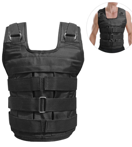 Adjustable Weighted Vest Weight Jacket Oxford Exercise Weight Loading Cloth Strength Training 110LB Max. Load (No Weights)