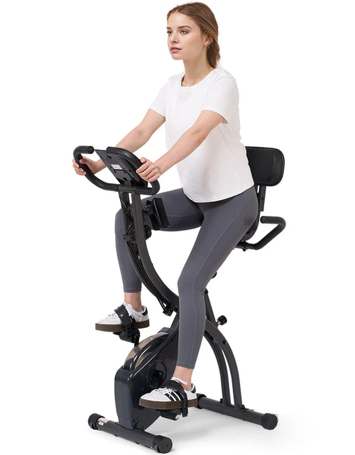 Load image into Gallery viewer, Folding Exercise Bike 3 in 1 Magnetic Stationary Recumbent Bike 10 Level Resistance for Home Use with Arm Resistance Bands
