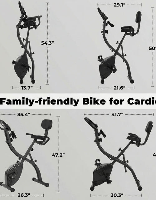 Load image into Gallery viewer, Folding Exercise Bike 3 in 1 Magnetic Stationary Recumbent Bike 10 Level Resistance for Home Use with Arm Resistance Bands

