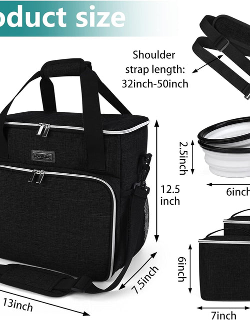 Load image into Gallery viewer, Dog Travel Bag, Pet Travel Bag（All Pet Travel Supplies）, with 2 Pet Food Containers and 2 Collapsible Silicone Bowls; Essential Kits for Pet Travel Black

